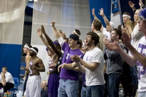 100116_TommieJonnieBBall_JDK005 St. Thomas basketball fans had to travel to Concordia-St. Paul for "home" games this year, but the schools' neighborhood bond grew as a result. (Josh Kleven/TommieMedia)