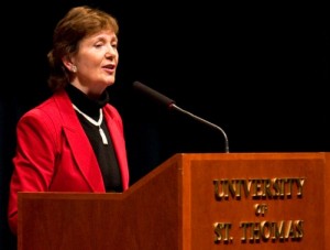 Former President of Ireland Mary Robinson spoke Monday night as part of the Luann Dummer Center for Women's celebration of Women's History Month. (Josh Kleven/TommieMedia)