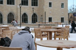 <p>John P. Monahan Plaza is one of the three outdoor locations on the St. Paul campus where the university can serve alcohol within the first year of its liquor license. (Briggs LeSavage/TommieMedia)</p>