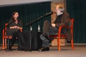 110422_TURAN Film critic Kenneth Turan and MPR's Stephanie Curtis discussed the future of theaters, among other topics, at Thursday's discussion. (Alex Keil/TommieMedia)