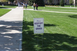 <p>The new quad's grass may be ready for students to walk on by Tommie-Johnnie. (Ryan Shaver/TommieMedia)</p>