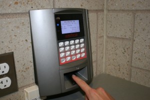 <p>New biometric finger scans have replaced the old Murphy Online time sheet submission. (Geena Maharaj </p> 