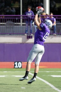 <p>Senior wide receiver Ricky Margarit and the Tommies will face St. Scholastica in their first round NCAA playoff game. (Rita Kotvun/TommieMedia)</p>