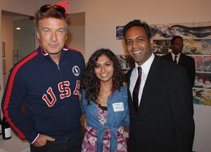 <p>Actor Alec Baldwin, Geena Maharaj and Maharaj's uncle Raj Goyle pose at a political event in New York City. In addition to his work on stage, in film and on television, Baldwin is also a columnist for Huffington Post. (Photo Courtesy of Atticus Bringham)</p>
