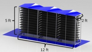 120217_Breadfruit_dryer Senior engineering major John Albers' group design for a station for fruit slices to be dried by sun and wind. (Patrick Roche/TommieMedia).