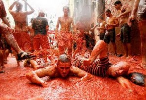 <p>The second annual Midwest Tomato Fest is this summer on July 14 in downtown Minneapolis. Participants can enjoy live music, local foods, and then hurl tomatoes at each other for an hour-long food fight. (Courtesy of Kamal Mohamed)</p> 