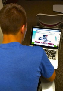 <p>Sophomore Matt Galloway updates his fantasy election team during his free time Wednesday, in the library.  According to MTV, 45 million 18-29-year-olds are eligible to vote in the upcoming election. (Kyle Jonas/TommieMedia) </p>