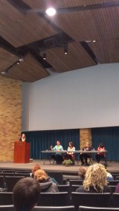 <p>Minnesotans United for All Families member Jerry McMurray discusses some of the issues surrounding the marriage amendment. About 70 people attended the event. (Kyle Jonas/TommieMedia)</p>