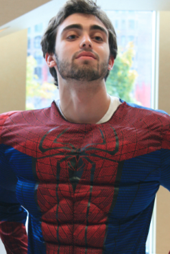 121105_spider <p>Sophomore Jesse Stone sports a superhero outfit during his Fowler Business Challenge presentation for Superhero Simulation Service. Stone and his business partner Mariann Kulielka were awarded $6,000 in scholarships for the concept. (Briggs LeSavage/TommieMedia)</p>