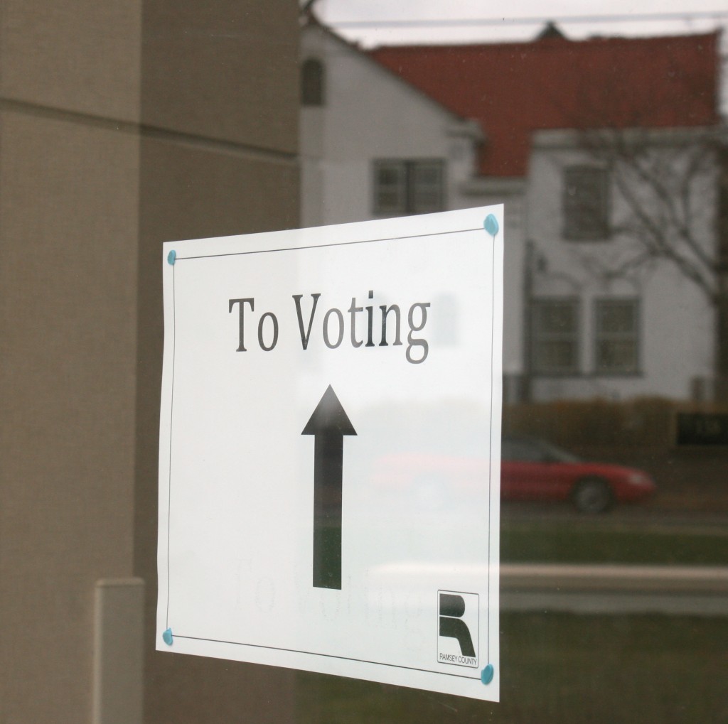 McNeely Hall was one of 15 polling places in St. Paul's Ward 4. St. Thomas students who live on campus could vote in either McNeely or the Groveland Recreation Center, which is a half mile from campus. (Anastasia Straley/TommieMedia) 