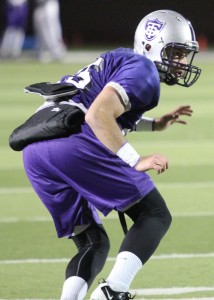 <p>Cornerback Ryan Deitz drops back in coverage during practice Tuesday Dec. 4. Deitz is fourth on the team in tackles (42). (Ross Schreck/TommieMedia)</p> 