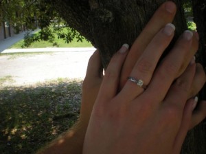 Sophomore Caity Kubicek shows off her engagement ring after Derek Lee proposed to her. The couple has been engaged for a year and a half. (Anne Becken/TommieMedia)