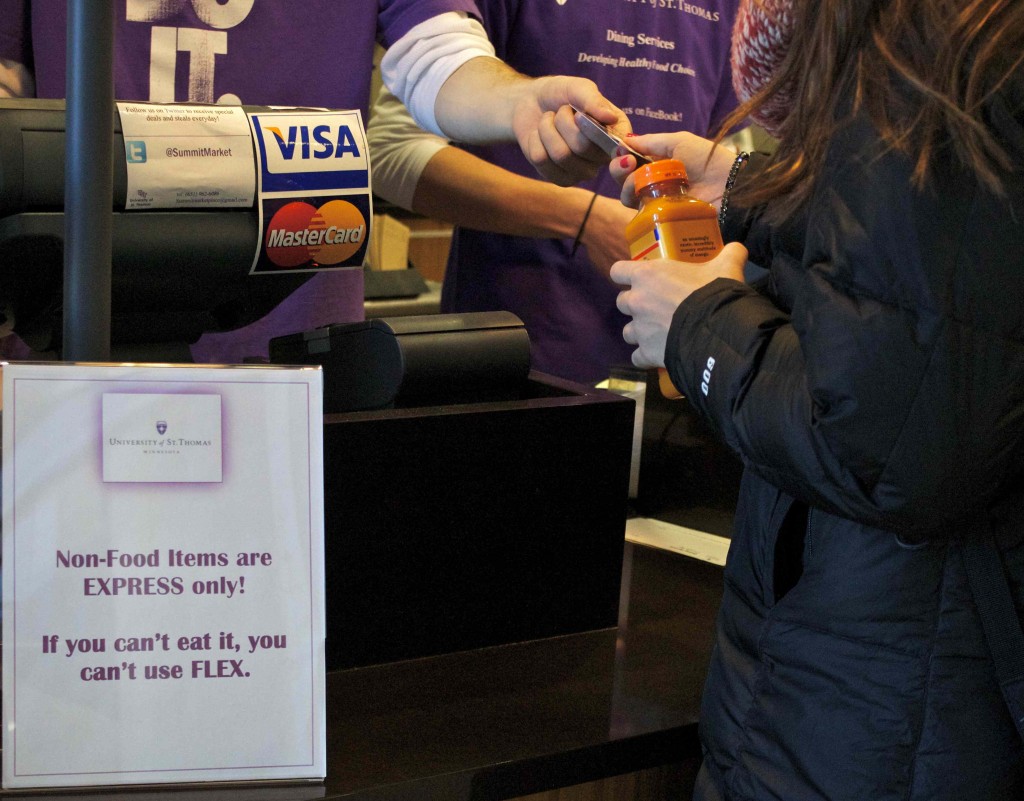 The Summit Marketplace is located on the first floor of the Anderson Student Center. The store's strictly enforced rule prohibits non-food purchases using flex dollars. (Eden Checkol/TommieMedia)