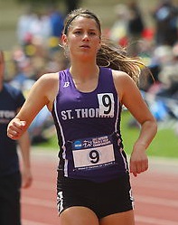 Senior Taylor Berg warms up for a race at the NCAA outdoor meet last spring. Berg had three top-eight finishes at the NCAA indoor championships this past weekend. (Hannah Anderson/TommieMedia)