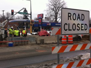 Construction on marshall ave. is underway due to sewer maintenance. The construction is expected to be finished April 12. (Stephanie Dodd/TommieMedia)