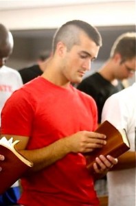 Senior Devin Smith studies the word while in Myrtle Beach, South Carolina for Campus Outreach's summer training project. Smith hopes to continue his work with Campus Outreach after graduation. (Devin Smith)