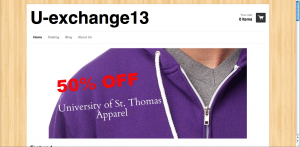 The U-Exchange13 website features St. Thomas apparel and other types of clothing, including sweatshirts and lounge pants. Three St. Thomas students started the business two weeks ago in hopes of establishing a unique yet sensible way to make money and benefit students. (Courtesy of U-Exchange13)