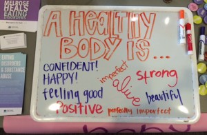 Signs with empowering and positive messages were found throughout campus last week as part of Body Image Awareness Week. Wellness Center graduate assistant Kaite Slieter said she hopes the week encouraged discussion about the issue of negative body image among students. (Margaret Galush/TommieMedia)