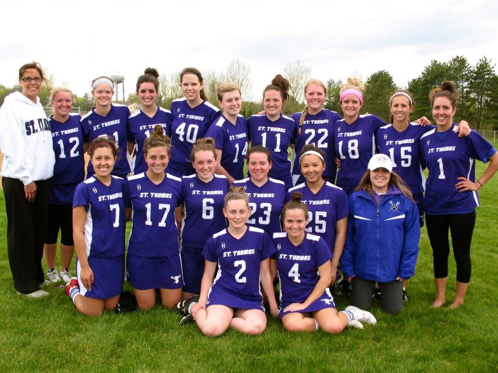 <p>The St. Thomas women's lacrosse team currently holds club status, but players hope that will change after Augsburg elevated its team to varsity status. (Courtesy of Grace Vo)</p> 
