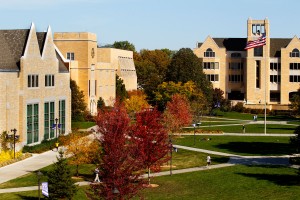 The lower quad at the University of St. Thomas served as the cover photo for the self-study conducted by the Academic Assessment and Accreditation department. The Higher Learning Commission will be on campus Nov. 11-13 to evaluate the University for reaccreditation. (Photo courtesy of Mike Ekern, University Relations) 