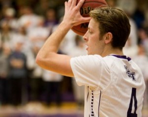 Guard Grant Shaeffer waits to inbound the ball. St. Thomas defeated Concordia-Moorhead 92-64 Wednesday night.
