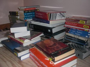 CIMG0378 Books sold to the sophmores Joe Prescott and Ed are stacking up. (Ellie Galgano/TommieMedia)
