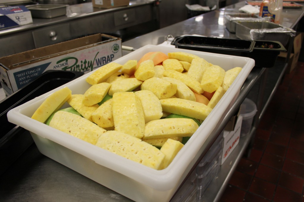 Fresh pineapple, cantaloupe and honeydew are among some of the fruit St. Thomas will substitute for expensive strawberries. (Hannah Anderson/TommieMedia)