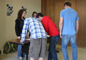 <p>Members of the club were outside the cafeteria with pledge sheets. The club’s goal is to get 2,000 pledges. (Lizzy Schmitt/TommieMedia)</p>