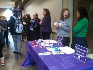 Members of the St. Thomas community participate in a celebration of the university going tobacco free. 