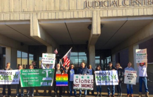 Minnesota NORML demonstrators gather outside the Dakota County Judicial Center. Multiple St. Thomas students are involved in the organization that seeks to legalize marijuana in Minnesota. (Photo courtesy of Minnesota NORML)