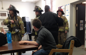 The St. Paul Fire Department responds to a small fire in the TommieMedia newsroom Monday afternoon. (Gabi Martinson/TommieMedia)