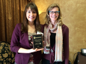 Angie Kurth is the winner of the Donald G. Patterson Undergraduate Award in Psychology. St. Thomas professor Tonia Bock accompanied her to the award ceremony in mid-April. (Photo courtesy of Angie Kurth) 