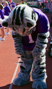 Tommie Mascot hangs his head during last fall's football game against St. John's. The mascot was reportedly seen using a flier from a College Republicans booth to wipe his rear end Tuesday. (Morgan Neu/TommieMedia)