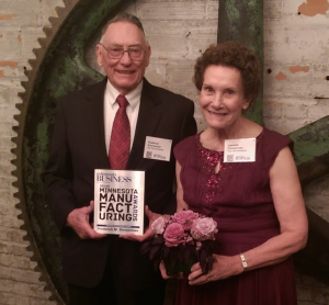Retired St. Thomas professor Frederick Zimmerman celebrates receiving a Lifetime Achievement Award with his wife, Joanell. Zimmerman credited his success to her and all she's done for their family. (Photo courtesy of Carita Zimmerman)