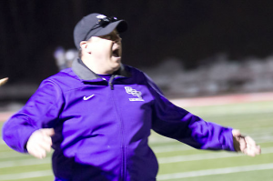Coach Peter Mooseburger reacts to a goal in last spring's game against St. John's. Mooseburger decided to retire as lacrosse coach last summer after 12 years with the Tommies. (Rachel Murray/TommieMedia)