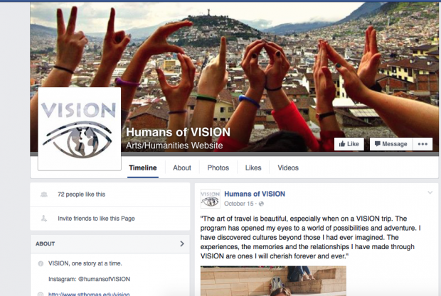 The "Humans of VISION" Facebook page displays the experiences of past participants. "Humans of VISION" has accounts on both Facebook and Instagram. (Maggie Galush/TommieMedia)
