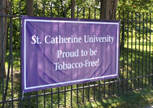 <p>Tobacco-free signs were placed around the St. Catherine campus. (Dan Cook/TommieMedia)</p>
