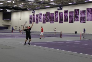 Students play tennis on all four courts in the Anderson Athletic and Recreation Complex. (Val Turgeon/TommieMedia)