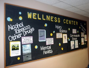 The Wellness Center's bulletin board offers information about the different councils that will be introduced next semester. (Maggie Clemensen/TommieMedia)