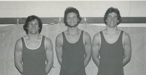 <p>Seniors Kevin McNamer, Tom Gehrz and Michael Hoffman from the 1978 season. The Tommies went on to win the MIAC championship in 1981 over Augsburg, a first in school history. (Photo courtesy of the St. Thomas Wrestling Alumni)</p> 