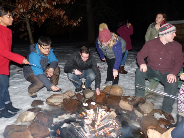 Students roasted marshmallows at the Global Tommies Excursion last year. Students headed back to the Audubon Center on Nov. 4 and 5 for the second annual retreat. (Photo courtesy of Othman Zaimi) 