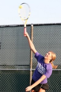 mary Freshman Mary Allen had the only win against Gustavus at six singles. (Michael Ewen/TommieMedia)