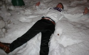 Blaine Beck in progess with a perfect snow angel. (Ellie Galgano/TommieMedia)
