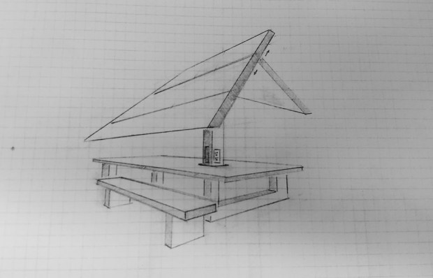 A rough sketch of the solar charging station that a group of students are designing for an Elk River park. The Senior Design students will present their projects in May. (Photo courtesy of Alex Fernandez) 