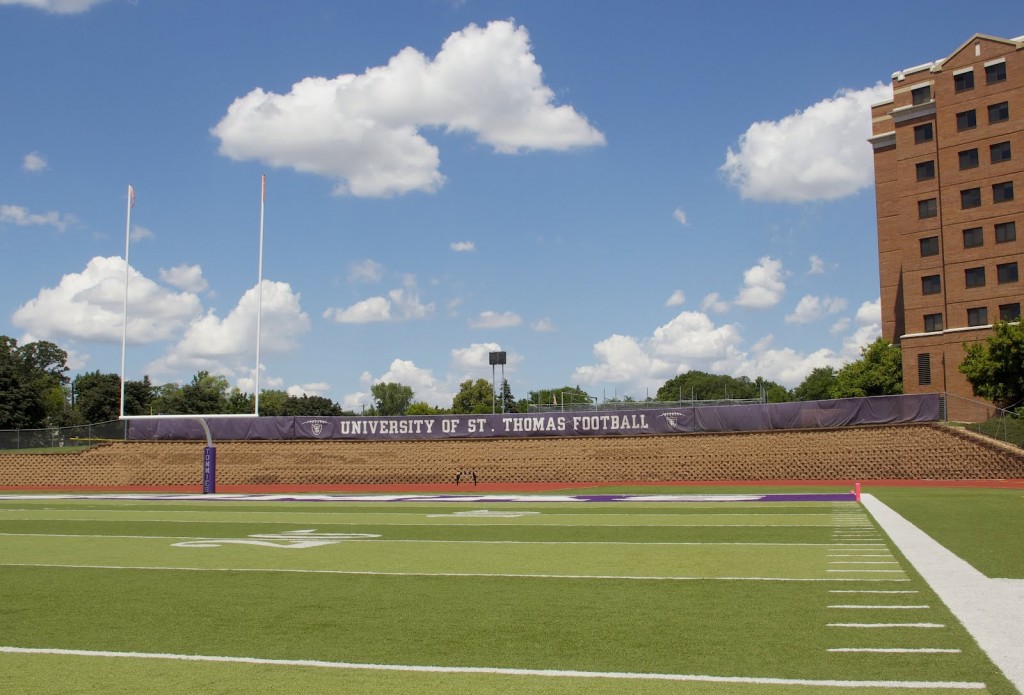 The new video board will be located at the north end of O’Shaughnessy Stadium. Construction on the new board will begin during the last week in July and will be finished in time for the first football game on Sept. 8. (Hannah Anderson/TommieMedia)